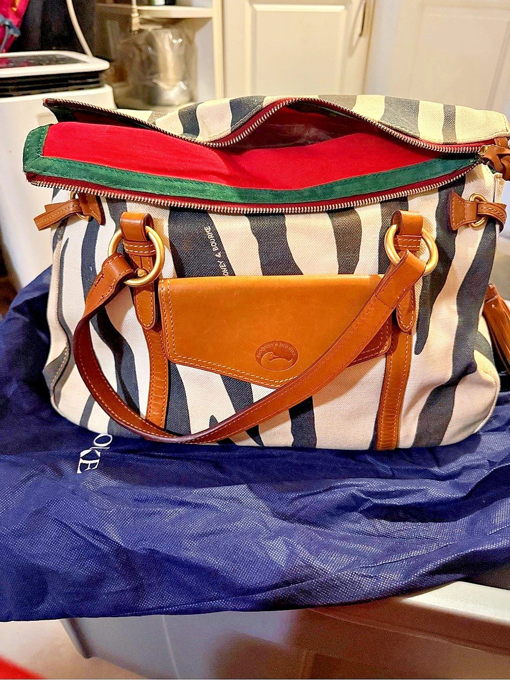 Dooney & Bourke Black & White Striped Tote